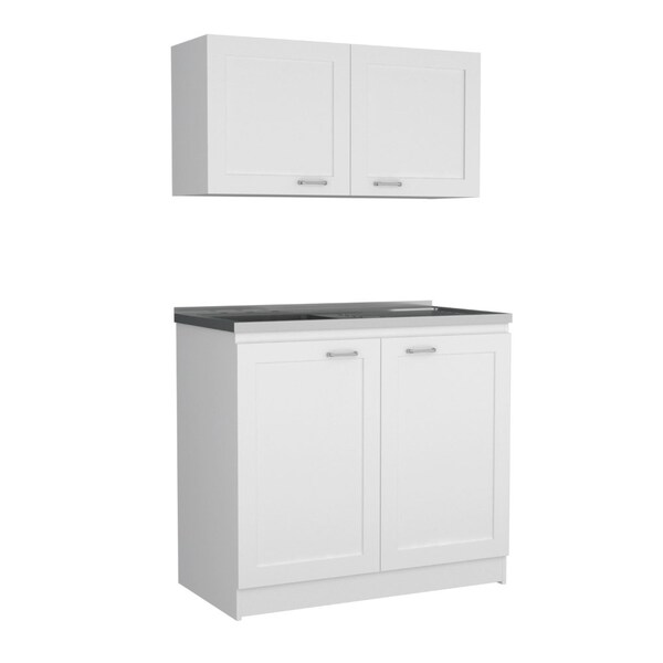 Tuhome Zurich Cabinet Set, Two Shelves, White - SLB6760
