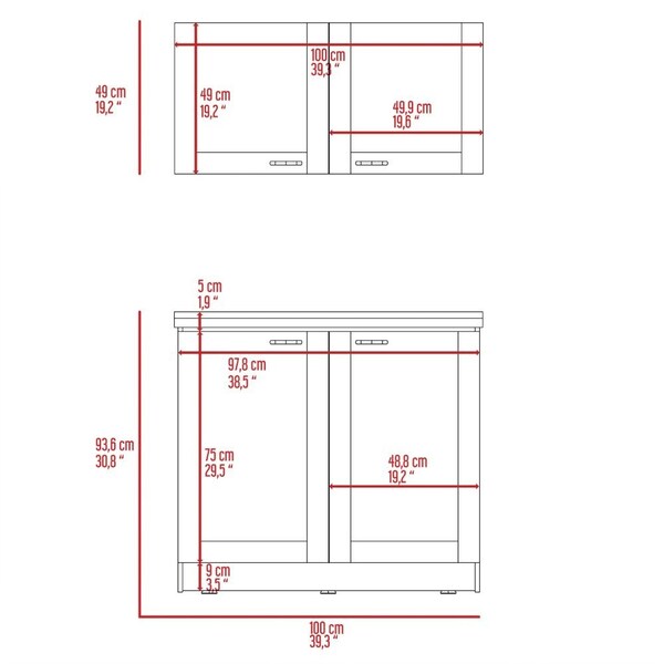 Tuhome Zurich Cabinet Set, Two Shelves, White - SLB6760