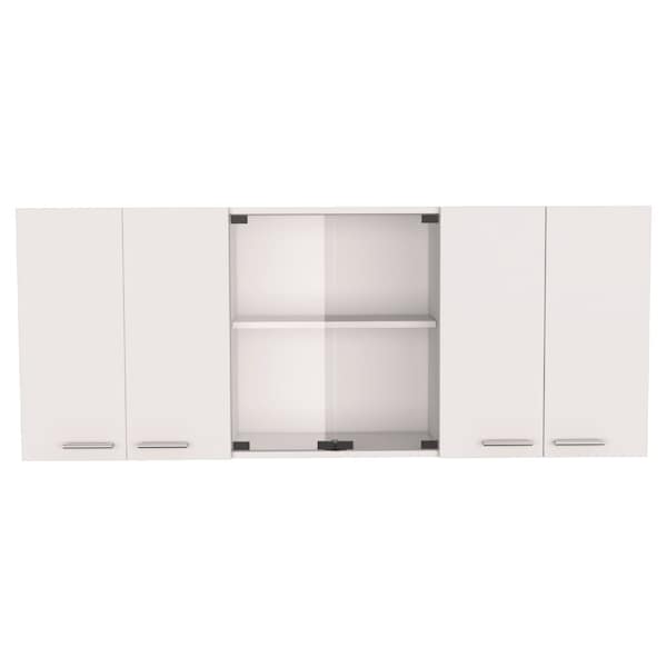 Tuhome Superior 150 Wall Cabinet With Glass, Four Interior Shelves, Two Double Door, White - GLB5608