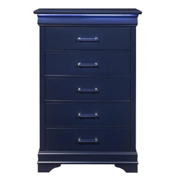 Convenience Concepts CHARLIE-BLUE-CH W-LED Charlie Traditional Chest, Blue - HI2245876