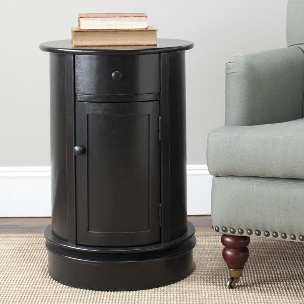 Safavieh Toby Oval Cabinet - Distressed Black - AMH5712B