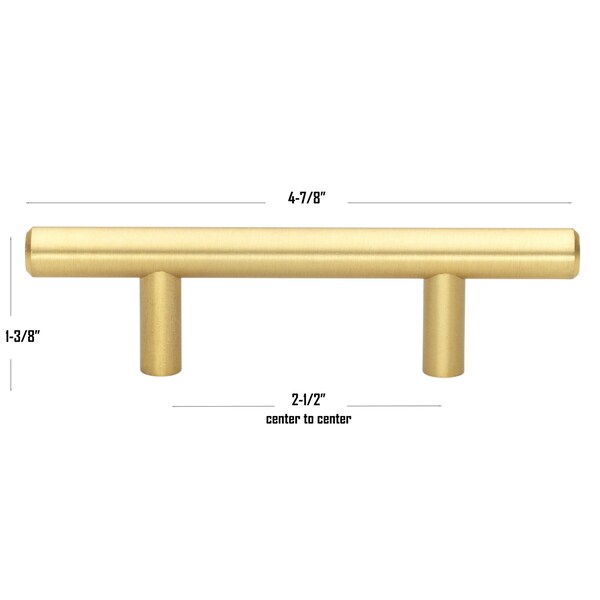 Gliderite Hardware 2-1/2 in. Center to Center Satin Gold Solid Steel Bar Pull - 5007-64-SG, 10PK - 5007-64-SG-10