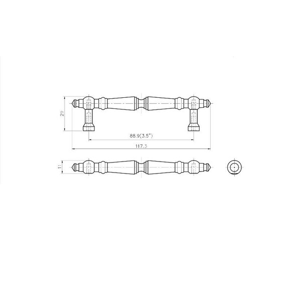 Richelieu 3-1/2 in. (89 mm) Center-to-Center Pewter Traditional Drawer Pull - BP1454142