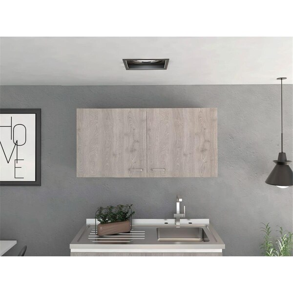 Depot E-Shop Alder Wall Double Door Cabinet, White & Light Gray - DE-MBZ6561