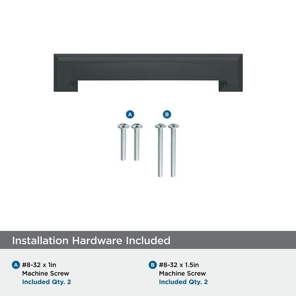 Amerock Appoint 5-1/16 in & 6-5/16 in 128 mm & 160 mm Center-to-Center Matte Black Cabinet Cup Pull - BP36763FB