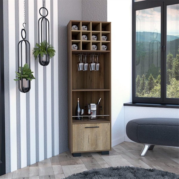Depot E-Shop Norway Corner Bar Cabinet, Mahagony & Macadamia - DE-BGM7769