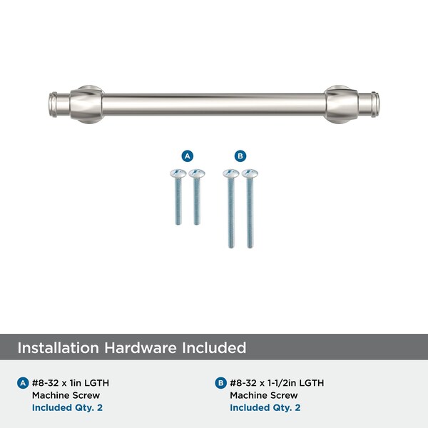 Amerock Winsome 5-1/16 inch 128mm Center-to-Center Polished Nickel Cabinet Pull - BP36767PN