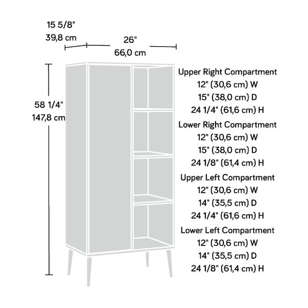 Sauder Ambleside Storage Cabinet Sw , Four adjustable shelves and two fixed shelves - 431619