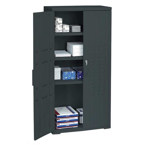 Iceberg Storage Cabinet, 66"H x 33"W x 18"D, HDPE Black - 92551