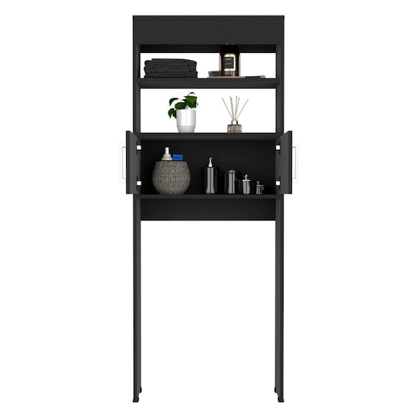 Tuhome Madrid Over The Toilet Cabinet, Double Door, Two Shelves, Black - ALW7961