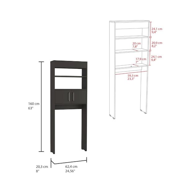 Tuhome Madrid Over The Toilet Cabinet, Double Door, Two Shelves, Black - ALW7961