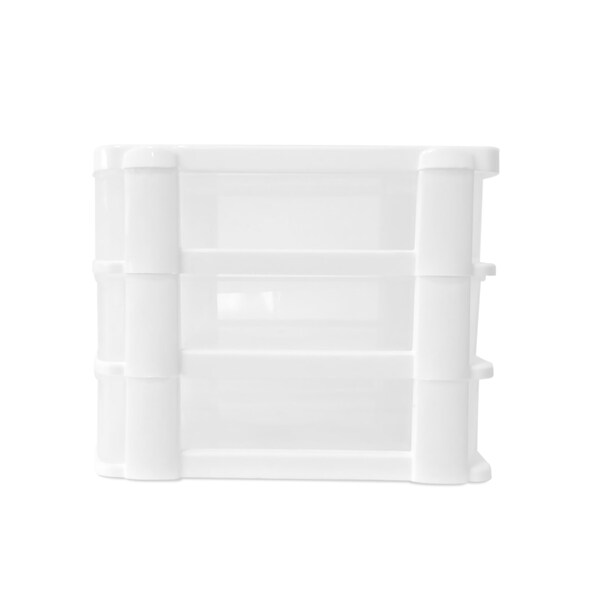 Plasticos Mq 3-Drawer Storage Cabinet 7 in. W x 6.25 in. H x 8.25 in. D in White - 549-WHT6PK