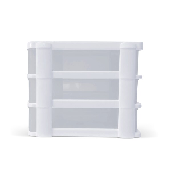 Plasticos Mq 3-Drawer Storage Cabinet 7 in. W x 6.25 in. H x 8.25 in. D in White - 549-WHT6PK