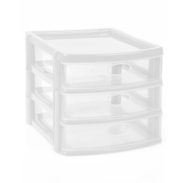 Plasticos Mq 3-Drawer Storage Cabinet 7 in. W x 6.25 in. H x 8.25 in. D in White - 549-WHT6PK