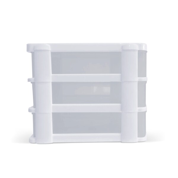 Plasticos Mq 3-Drawer Storage Cabinet 7 in. W x 6.25 in. H x 8.25 in. D in White - 549-WHT6PK