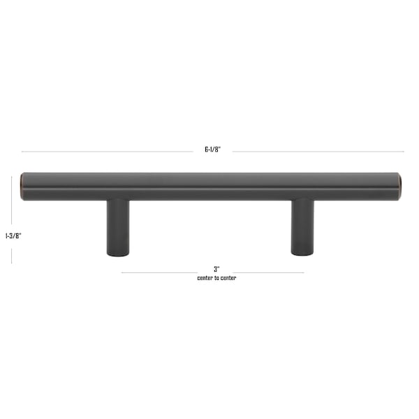 Gliderite Hardware 3 in. Center to Center Oil Rubbed Bronze Solid Steel Bar Pull - 5000-76-ORB, 5PK - 5000-76-ORB-5