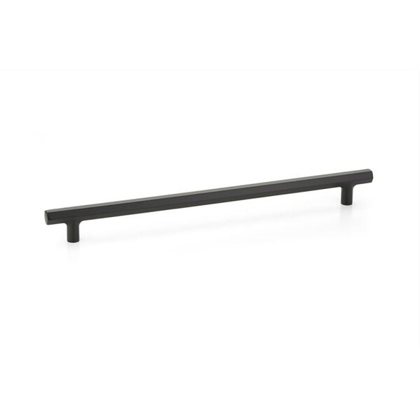 Emtek Mod Hex Cabinet Pull with 12 in Center to Center Flat Black Finish - 86681US19