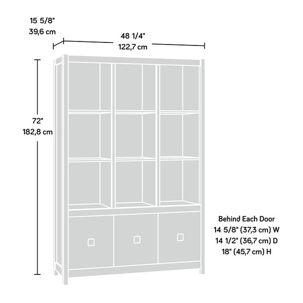 Sauder Cannery Bridge Storage Wall Lo A2 , Six adjustable shelves for flexible storage options - 416091