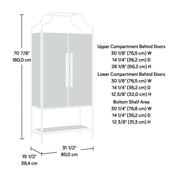 Sauder International Lux  Storage Cabinet , Hidden storage behind doors to hide clutter - 433647