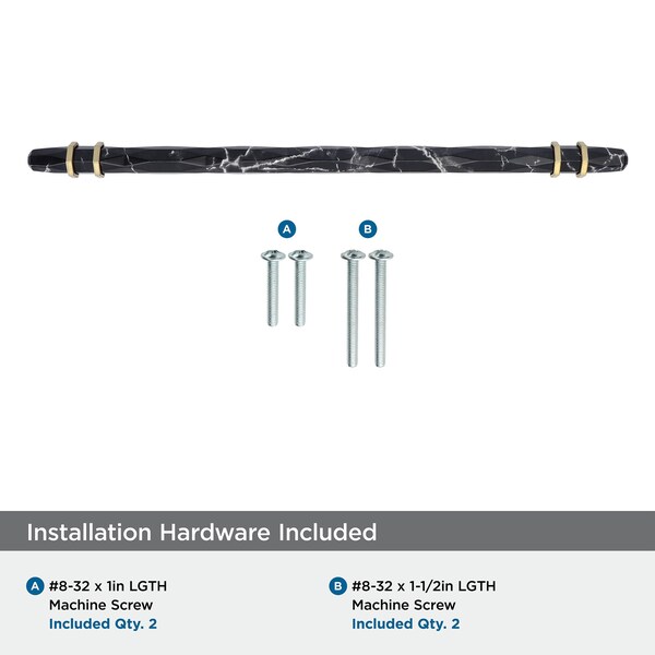 Amerock Carrione 10-1/16 inch 256mm Center-to-Center Marble Black/Golden Champagne Cabinet Pull - BP36664MBKBBZ