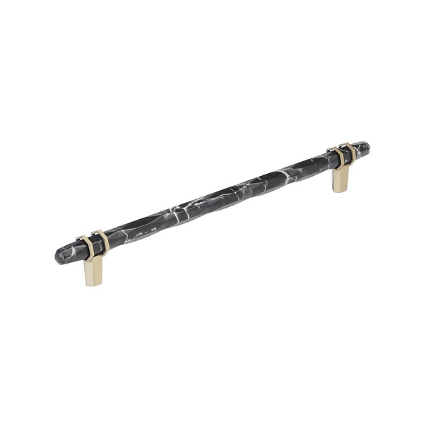 Amerock Carrione 10-1/16 inch 256mm Center-to-Center Marble Black/Golden Champagne Cabinet Pull - BP36664MBKBBZ