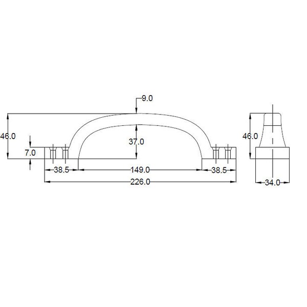Richelieu 8 1/16 in (205 mm) Center-to-Center Matte Black Traditional Forged Iron Cabinet Pull Sheffield - BP9465205900
