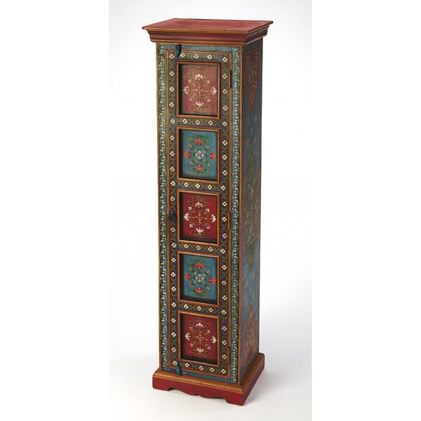 Homeroots 60 x 16 x 12 in. Multi Color Amir Hand Painted Tall Cabinet - 389766