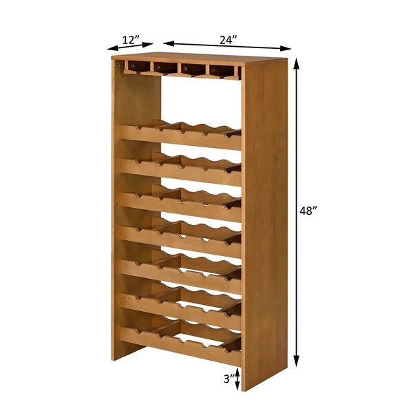 Acme Wood 35-Bottle Wine Cabinet with Stemware Rack in Oak - ER-0257OAK