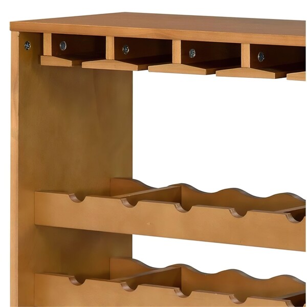 Acme Wood 35-Bottle Wine Cabinet with Stemware Rack in Oak - ER-0257OAK