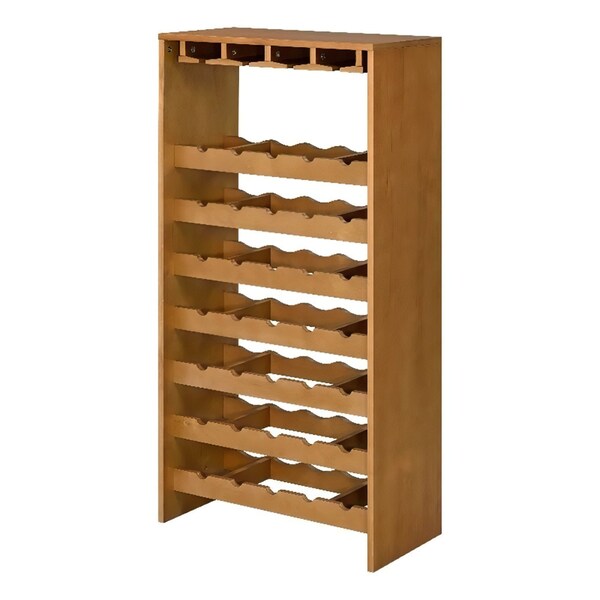 Acme Wood 35-Bottle Wine Cabinet with Stemware Rack in Oak - ER-0257OAK