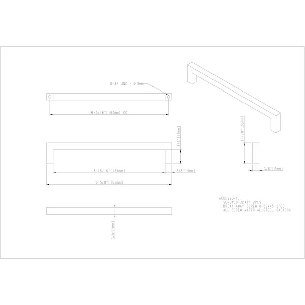 Elements By Hardware Resources 160 mm Center-to-Center Satin Bronze Square Stanton Cabinet Bar Pull - 625-160SBZ