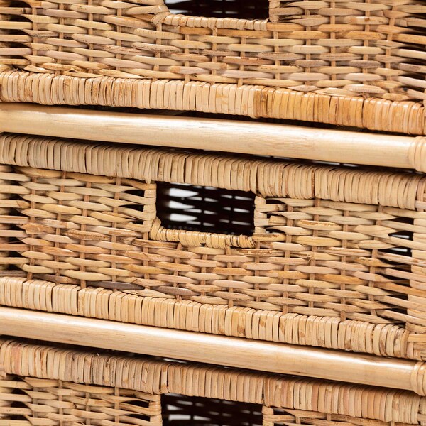 Baxton Studio Dariana Modern Bohemian Natural Brown Rattan 6-Drawer Storage Cabinet - 207-12688