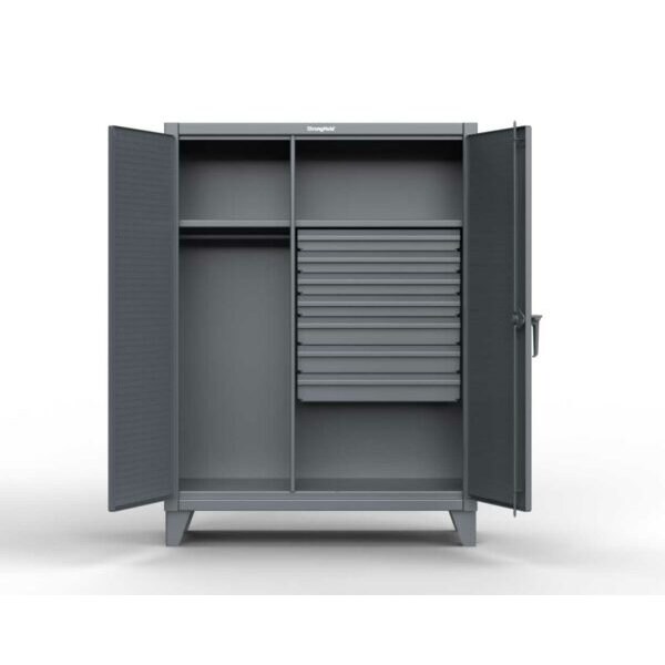 Strong Hold Pegboard Cabinet, 48" W, 66" H, Combination Wardrobe/Drawer - 45-W-242-7DB-PB
