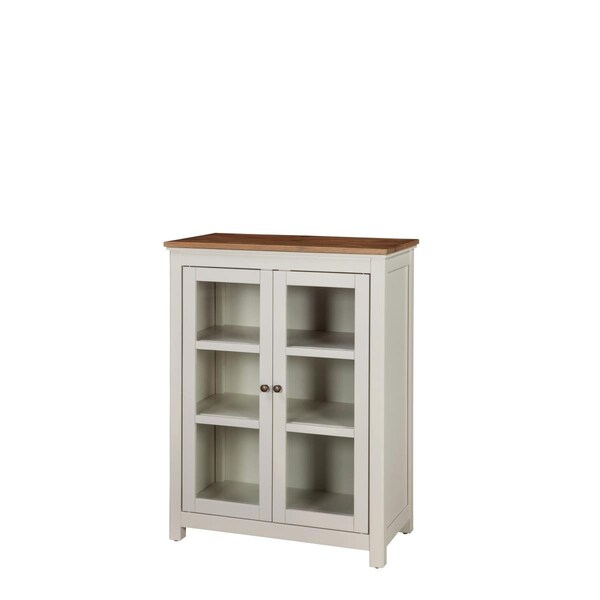 Kd Cama De Bebe Savannah Pie Safe Cabinet Ivory with Natural Wood Top - KD3239673