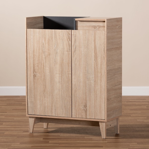 Baxton Studio Fella Entryway Shoe Cabinet with Lift-Top Storage Compartment - 153-9161
