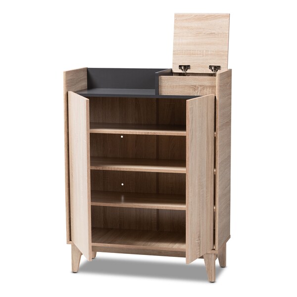 Baxton Studio Fella Entryway Shoe Cabinet with Lift-Top Storage Compartment - 153-9161