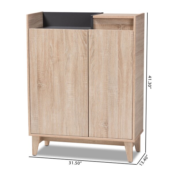 Baxton Studio Fella Entryway Shoe Cabinet with Lift-Top Storage Compartment - 153-9161