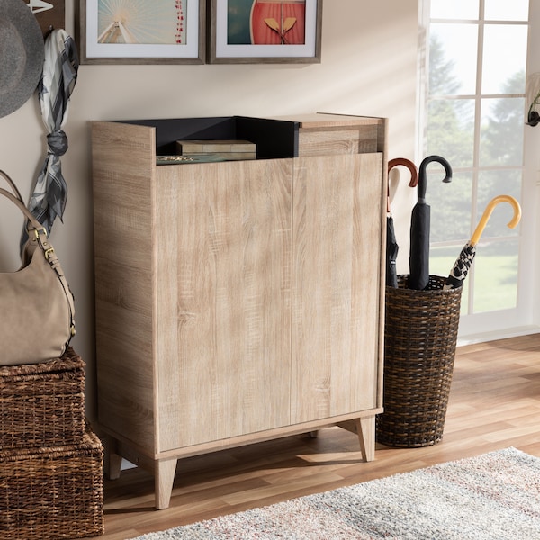 Baxton Studio Fella Entryway Shoe Cabinet with Lift-Top Storage Compartment - 153-9161