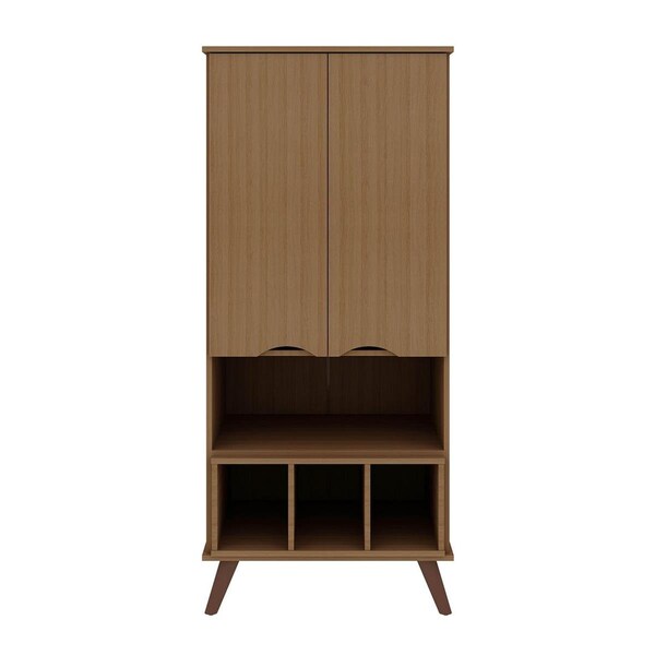 Designed To Furnish Hampton Display Cabinet 6 Shelves & Solid Wood Legs in Maple Cream, 60.7 x 26.77 x 21.26 in. - DE2433057