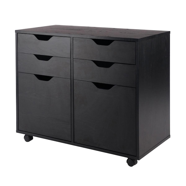 Winsome Wood 15.1 x 14.7 x 13.7 in. Halifax 2 Section Mobile Storage Cabinet, Black - 20622