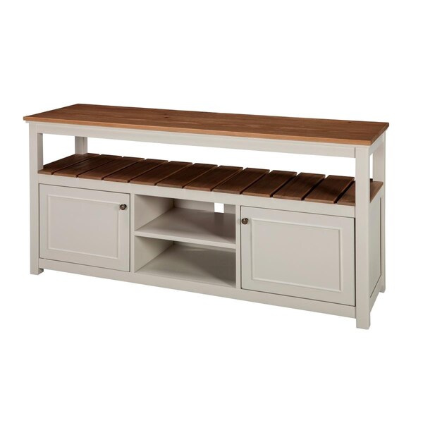 Kd Cama De Bebe Savannah TV Cabinet with Natural Wood Top Ivory - KD3240377