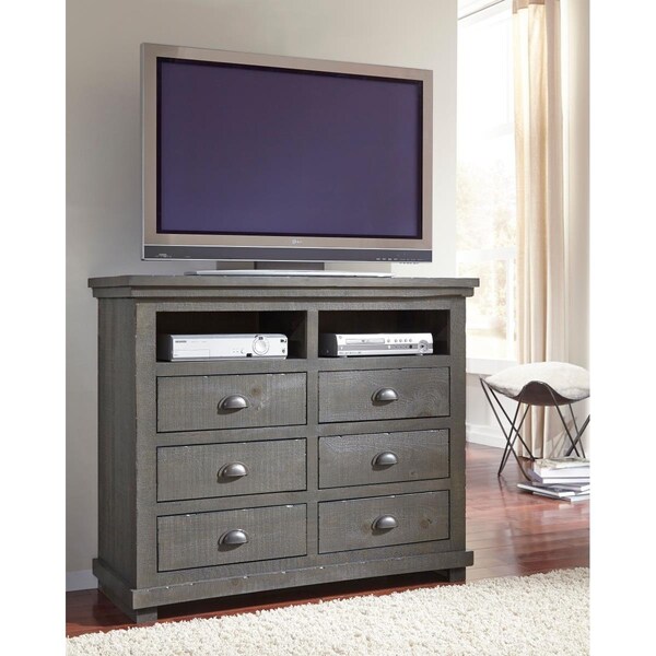 Procomfort Bedroom Media Chest, Distressed Dark Grey - PR2480713