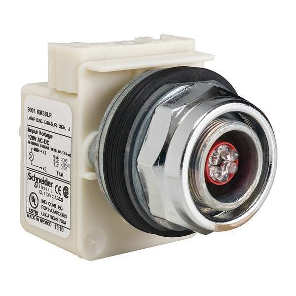 Schneider Electric Luz Piloto, LED, Roja, 120VAC/DC, Sin Lente - 9001KP38LR
