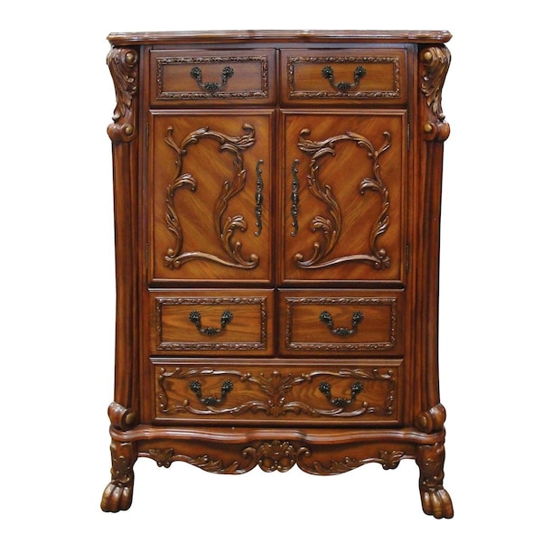 Homeroots 20 x 43 x 55 in. Cherry Oak Wood Poly Resin Chest - 347001