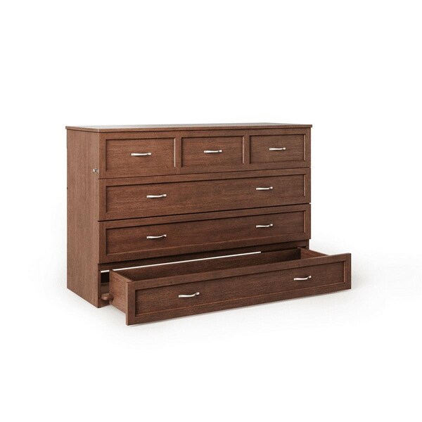 Atlantic Furniture 62.50 x 22.50 x 41.75 in. Deerfield Murphy Bed Chest w/Charging Station, Burnt Amber - Queen Size - AC584143