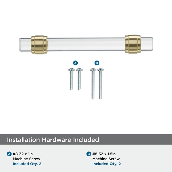 Amerock Glacio 3-3/4 in 96 mm Center-to-Center Clear/Champagne Bronze Cabinet Pull - BP36654CCZ