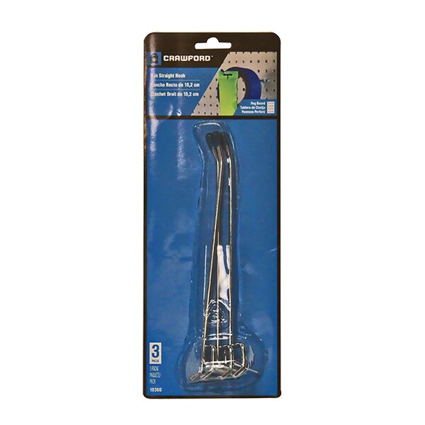 Crawford Crawford Zinc Plated Silver Steel 6 in. Peg Hooks 3 pk - 18360