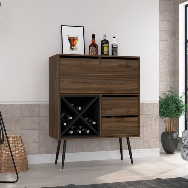 Depot E-Shop Thistle Bar Cabinets, Mahogany & Black - DE-BGW7119
