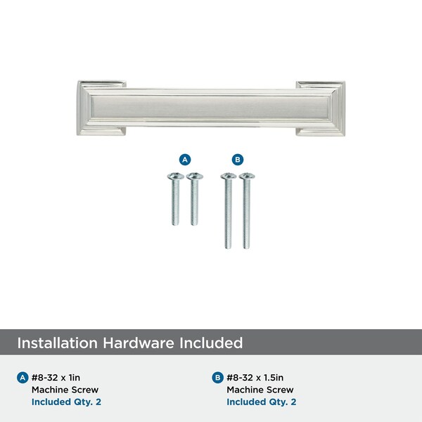 Amerock Appoint 3 in 76 mm Center-to-Center Satin Nickel Cabinet Pull - BP36764G10