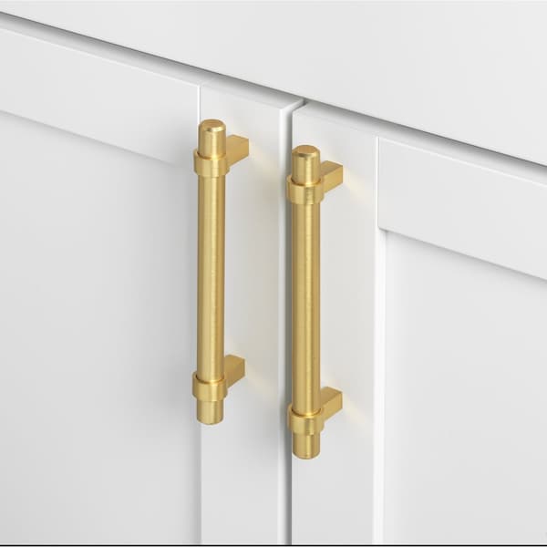 Gliderite Hardware 5-1/16 in. Center to Center Satin Gold Solid Steel Bar Pull - 4007-128-SG, 10PK - 4007-128-SG-10